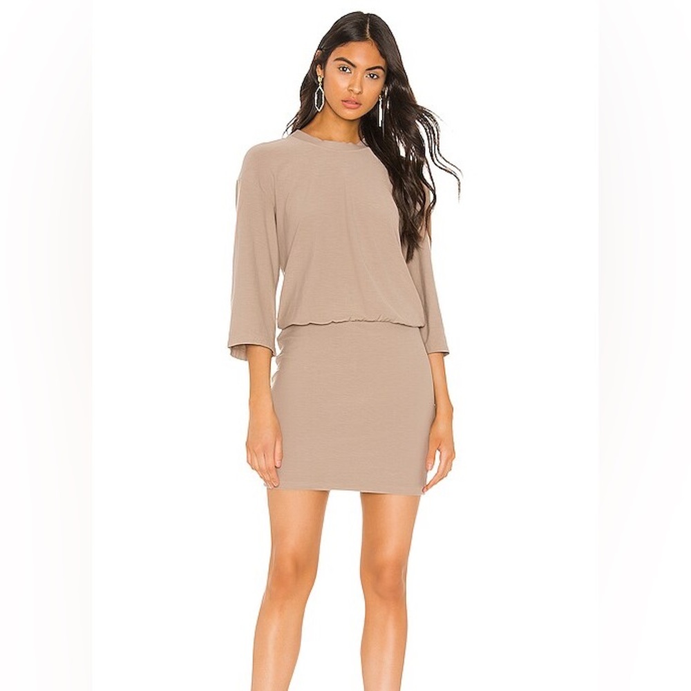 WORN ONCE James Perse 3/4 Sleeve Blouson dress in camel 0